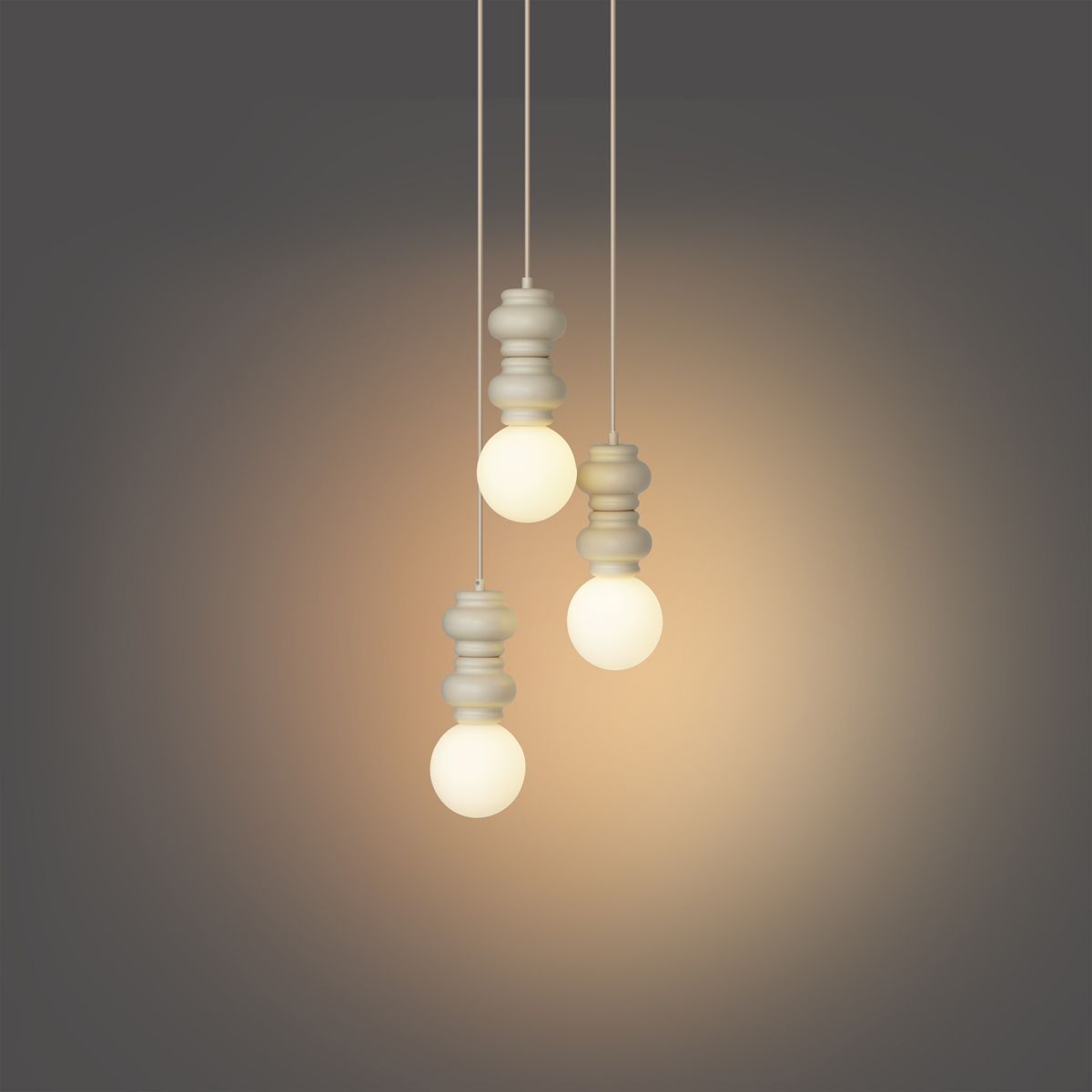 Retro hanglamp beige met mat glas 3-lichts - Fedde