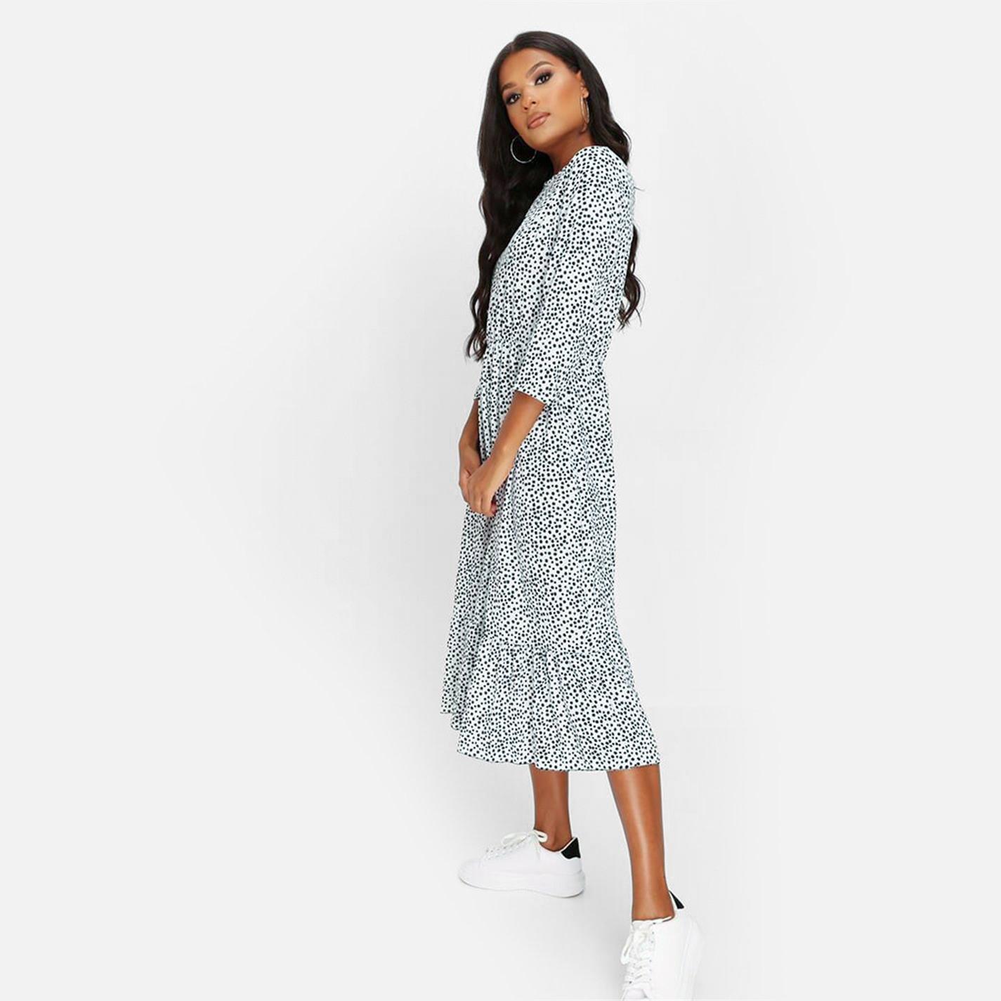 I Saw It First ISAWITFIRST Spot Print Smock Midi Dress