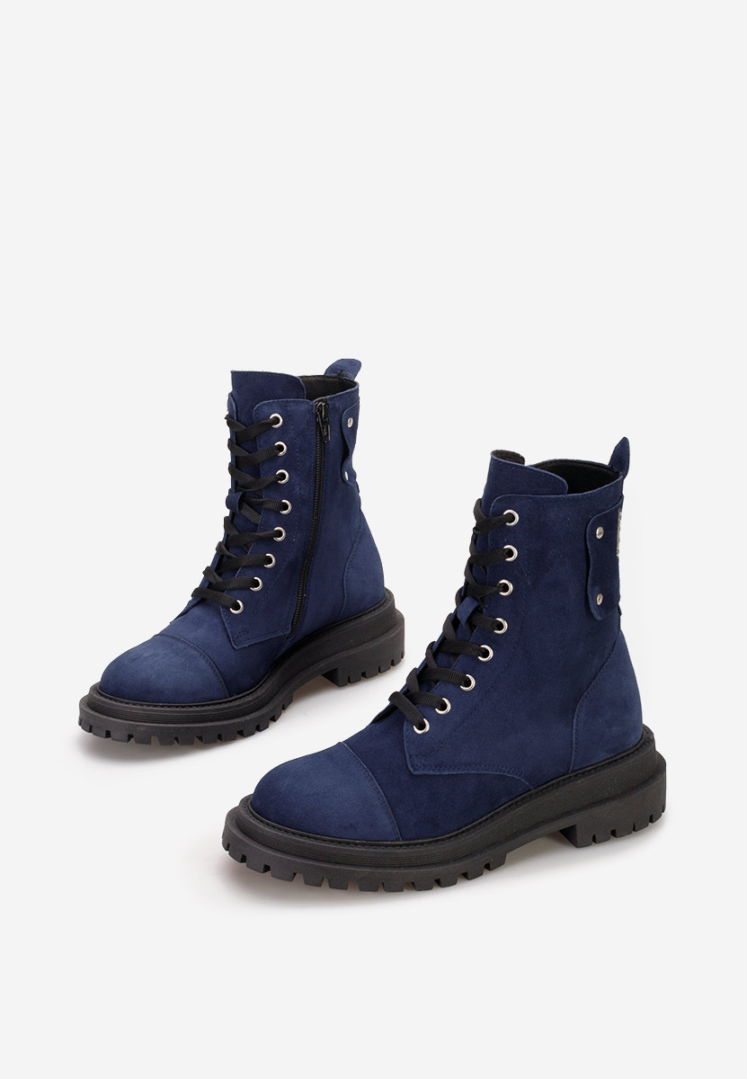 Bottines à lacets femme en cuir marine Navara V2