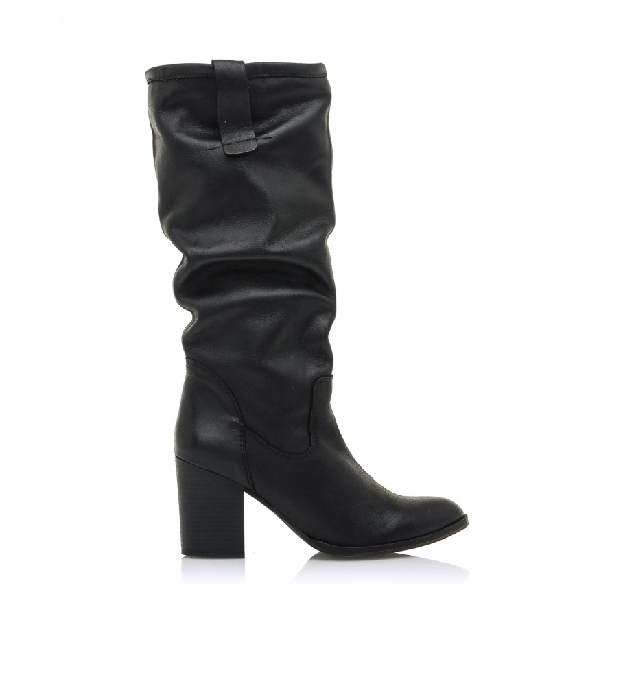 Botas Mustang Ima em couro preto - Altura do salto: 7 cm -