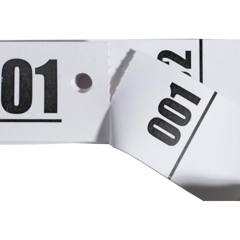 Carnet de 50 tickets vestiaires numérotés de 3 volets (dont 2 volets avec trous) - Format 20x3 cm