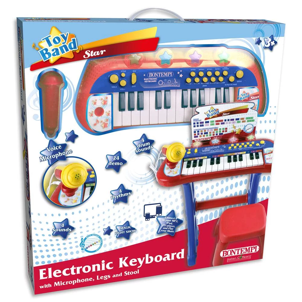 CLAVIER ELECTRONIQUE 24 TOUCHES SUR PIEDS AVEC TABOURET ET MICRO
