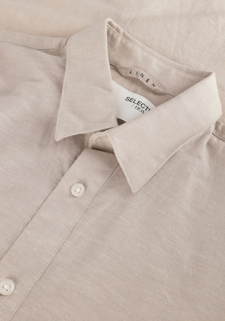 SELECTED HOMME beige selected homme casual overhemd slhslimnew-linen shirt ls noos
