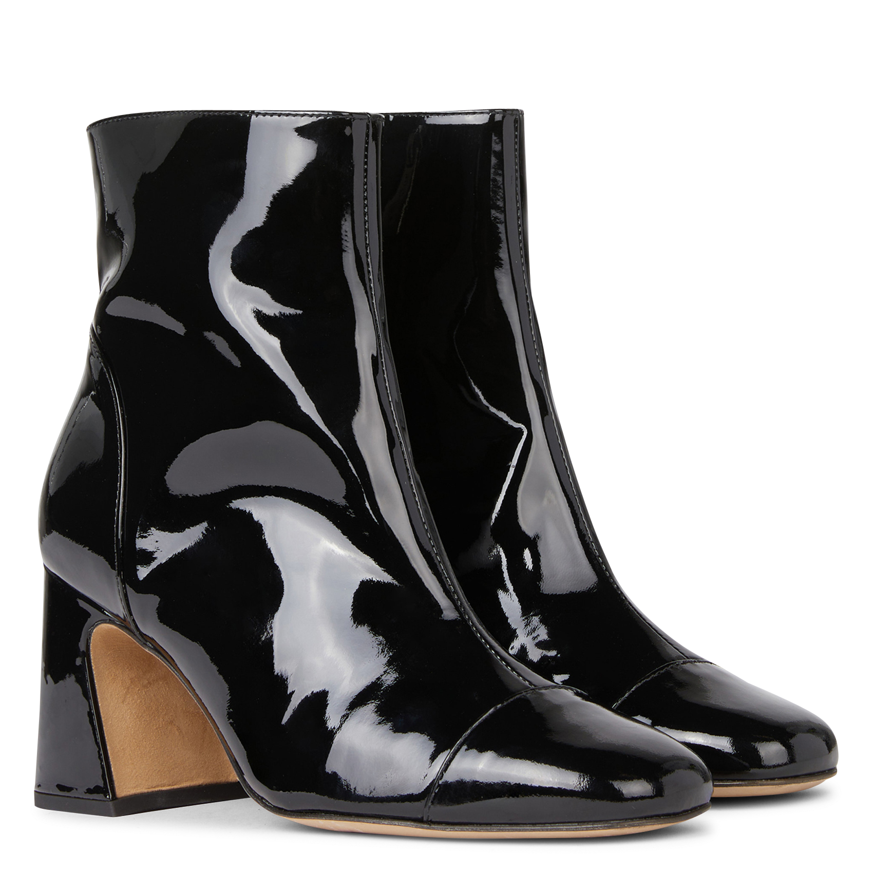 ALINE - Bottines à talons en cuir vernis| Noir