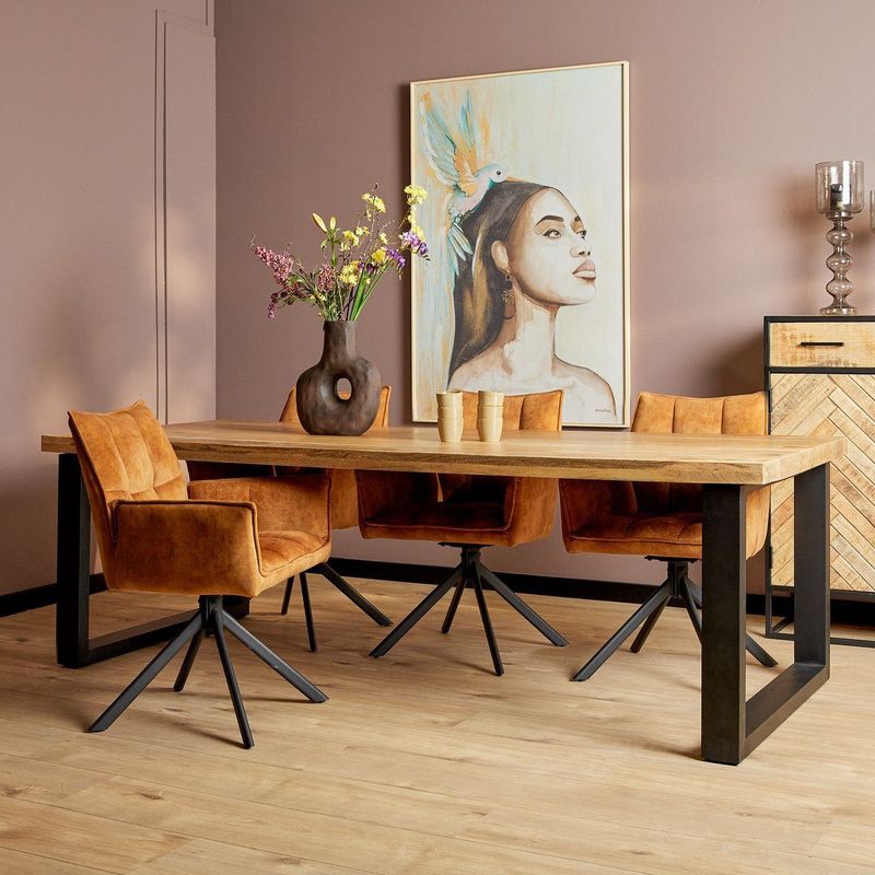 Mango - Eettafel - Bruin - Mango Hout - U Poot Zwart