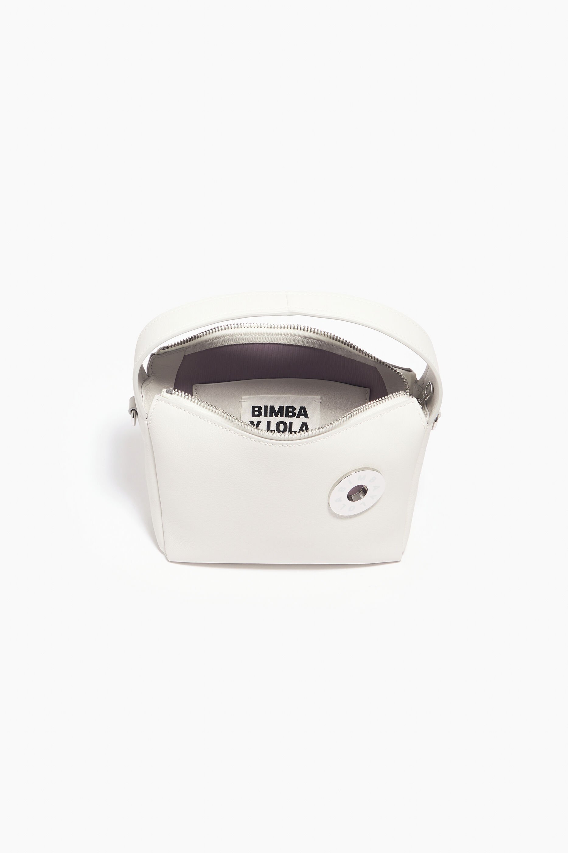 Bolsa hobo de couro branco tamanho P