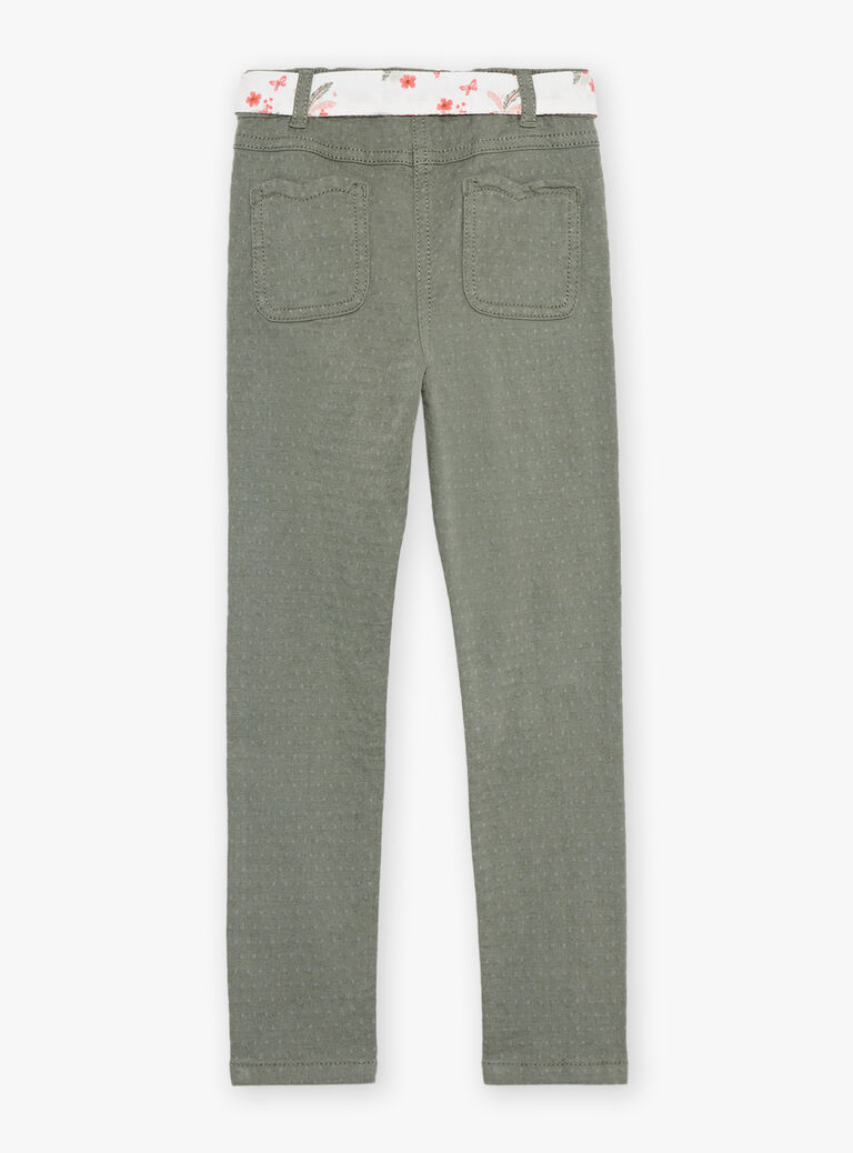 Pantalon vert feuille uni avec foulard