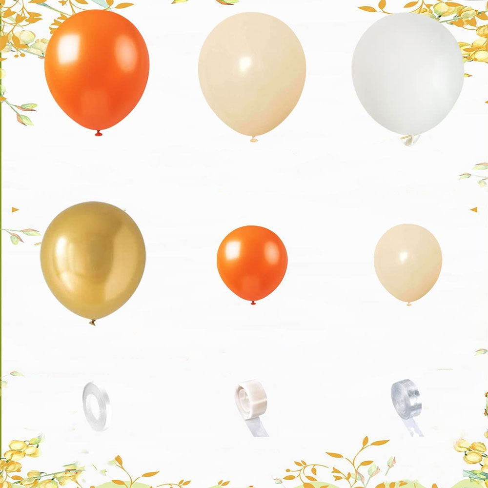 (103-tlg. Set) Party Deko Ballons Latex Luftballons - Orange / Gold / Beige