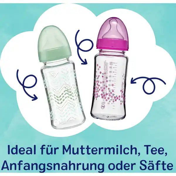 Glas Weithalsflasche Zacken 230 ml