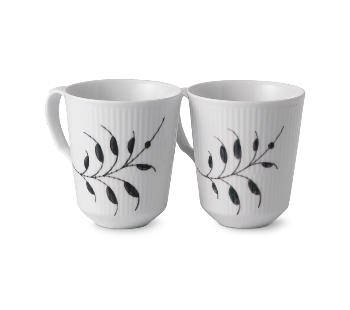 Royal Copenhagen  Sort Mega riflet krus, 37 cl. - 2 stk.