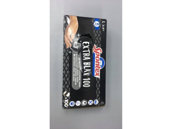 Spontex engangshansker Extra Black 100 laget av vinyl Gr. L