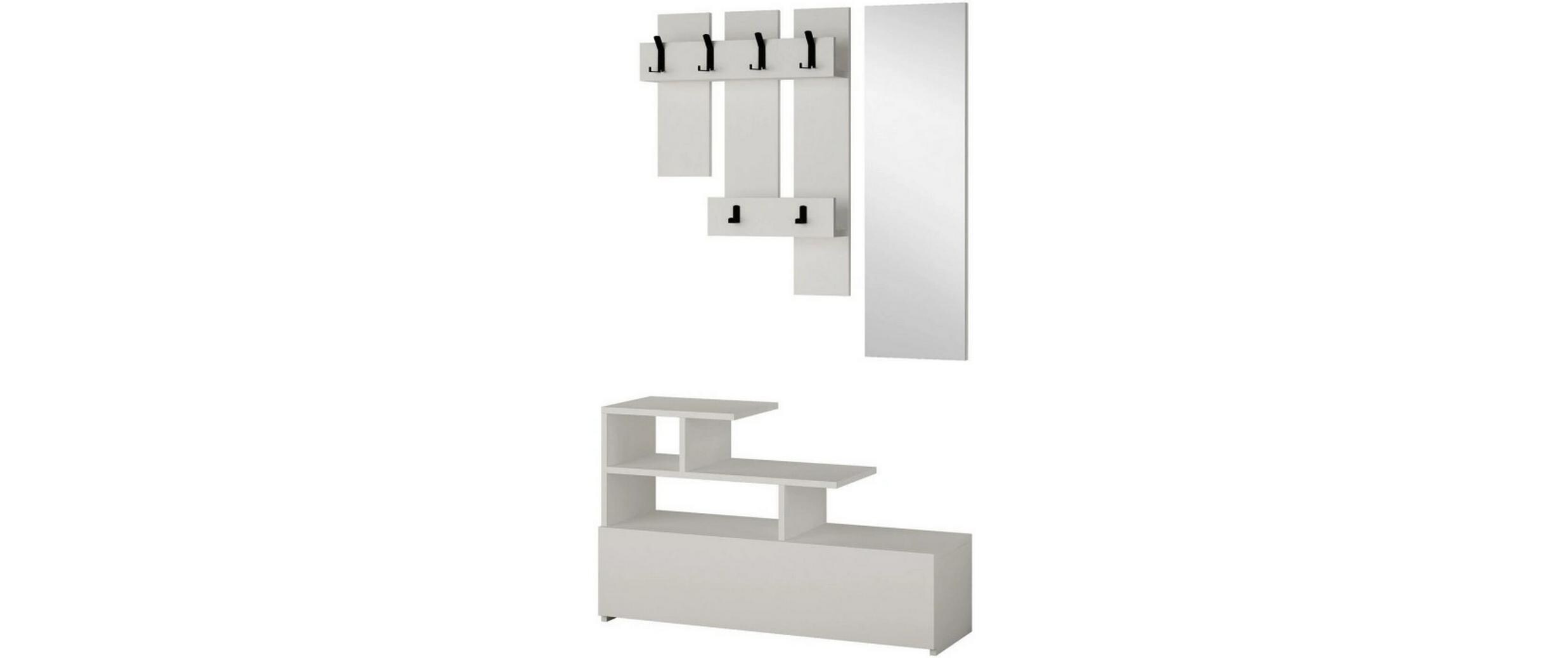 Wandgarderobe Vesty 3-er Set, Weiss<br>Garderoben-Set