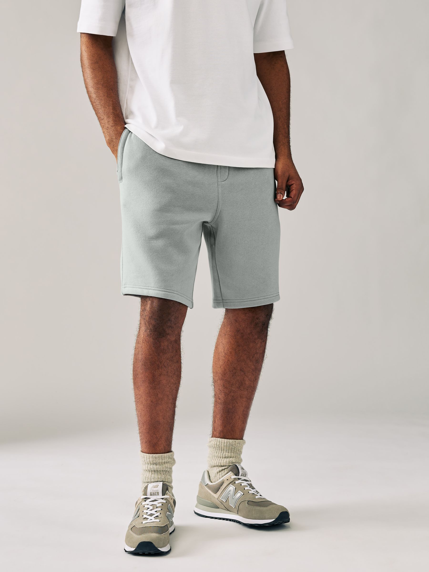 Grijs/zeeschuim - Zachte jerseyshorts verpakking van 2