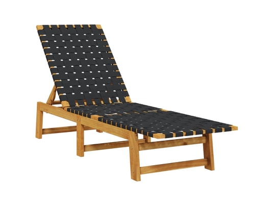 VIDAXL - Bain de soleil Chaises longues noir bois d'acacia solide et tissu