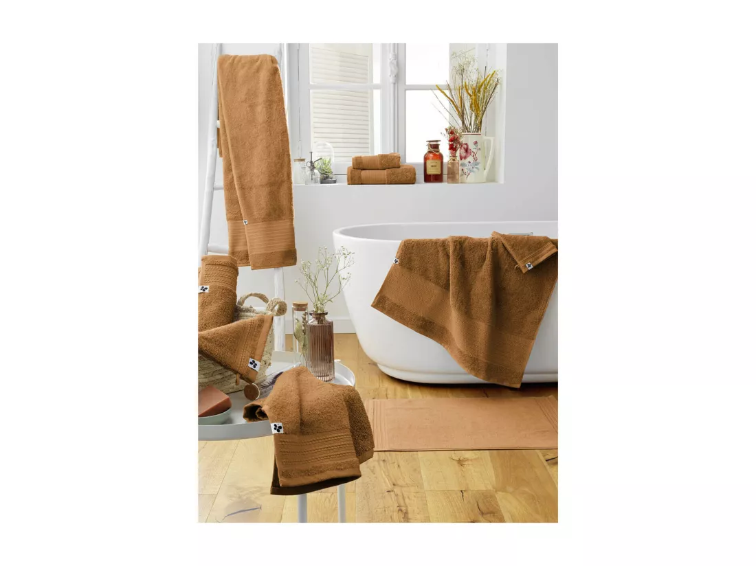 EMMA - Tapis de Bain 50x70cm en Coton Bio Coloris Camel