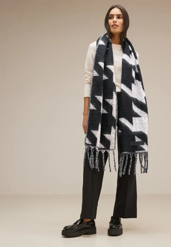 Cosy Schal mit Fransen - Black