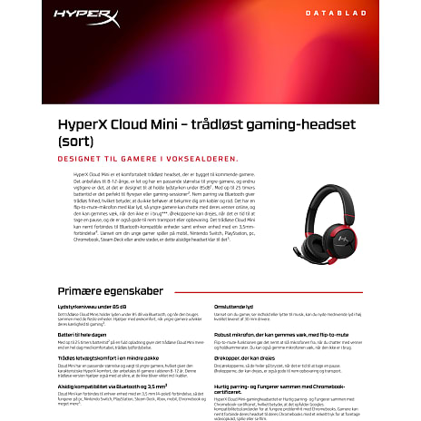 HyperX Cloud Mini trådløst gaming headset - sort