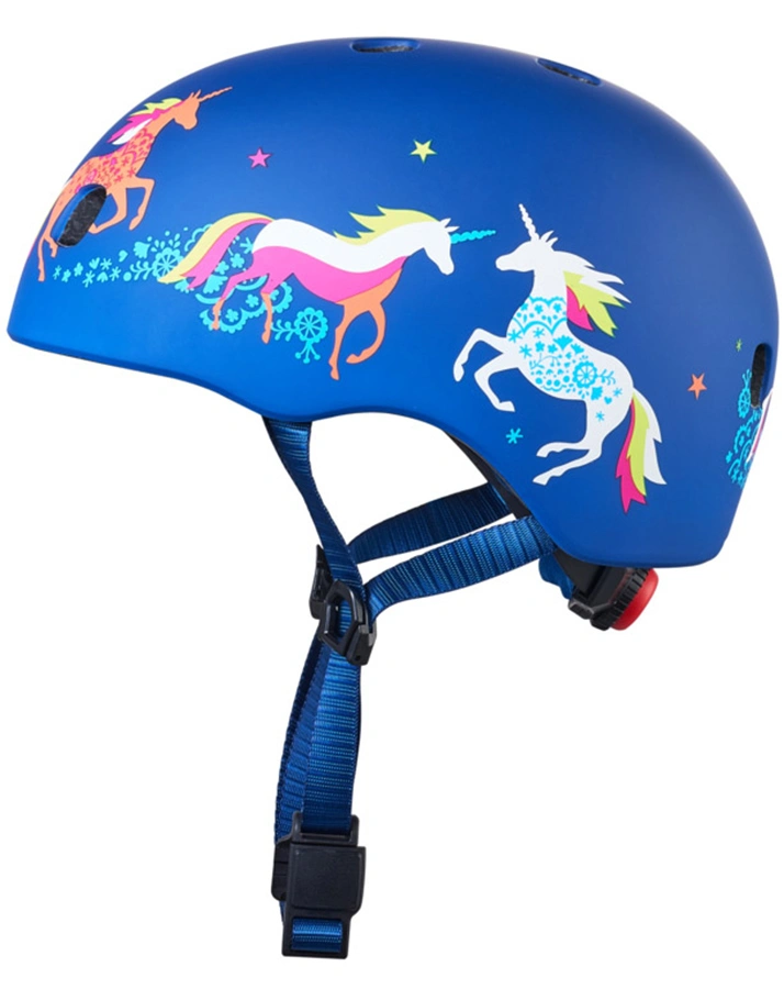 Kinderhelm UNICORN  MATT mit LED-Blinklicht in blau/bunt