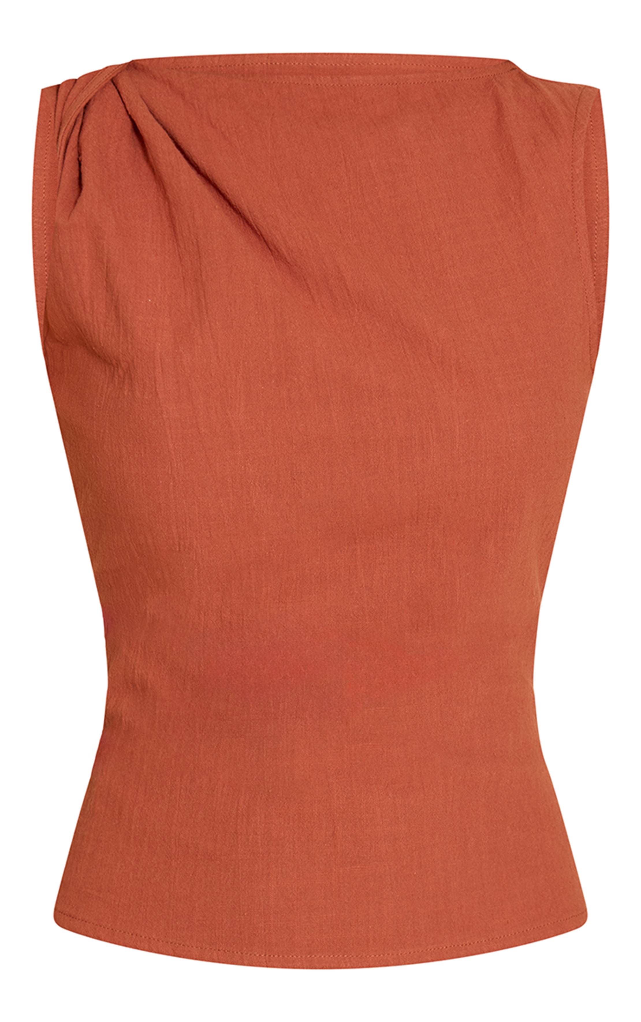 Rouille Top Sans Manches Boxy Avec Détail Torsadé