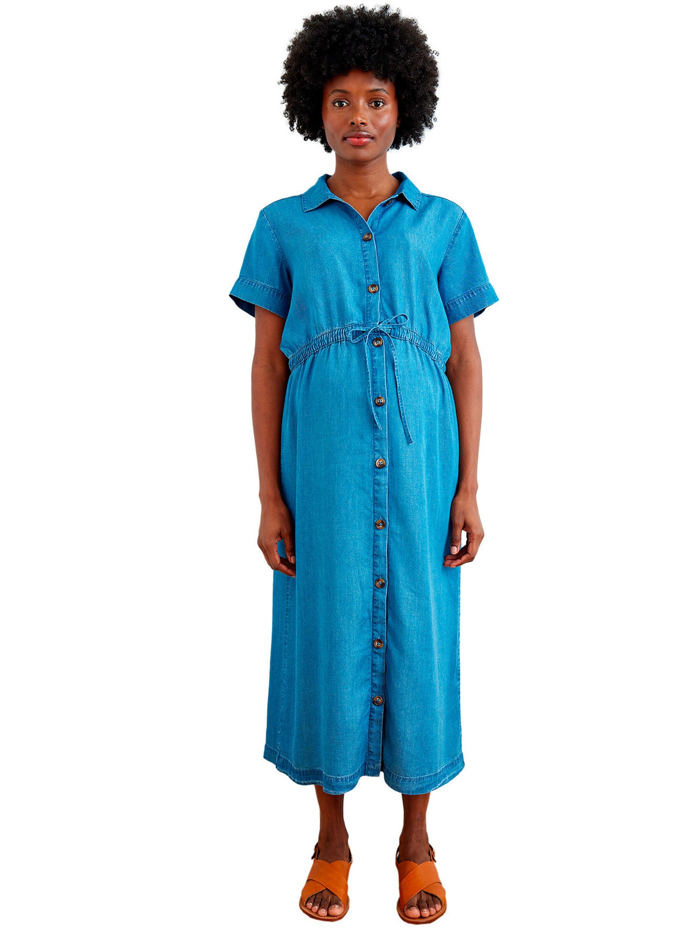 Vertbaudet Maxikleid aus Lyocell für Schwangerschaft und Stillzeit blue stone