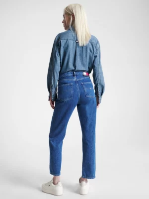 Calça jeans Harper de cintura alta, corte reto e comprimento até o tornozelo.