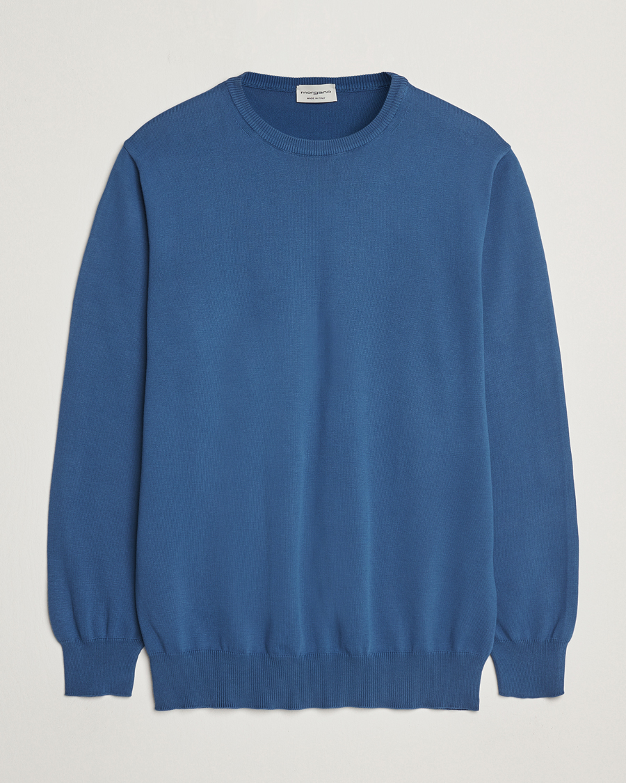 Morgano Supersoft Egyptian Cotton Crew Neck Mid Blue