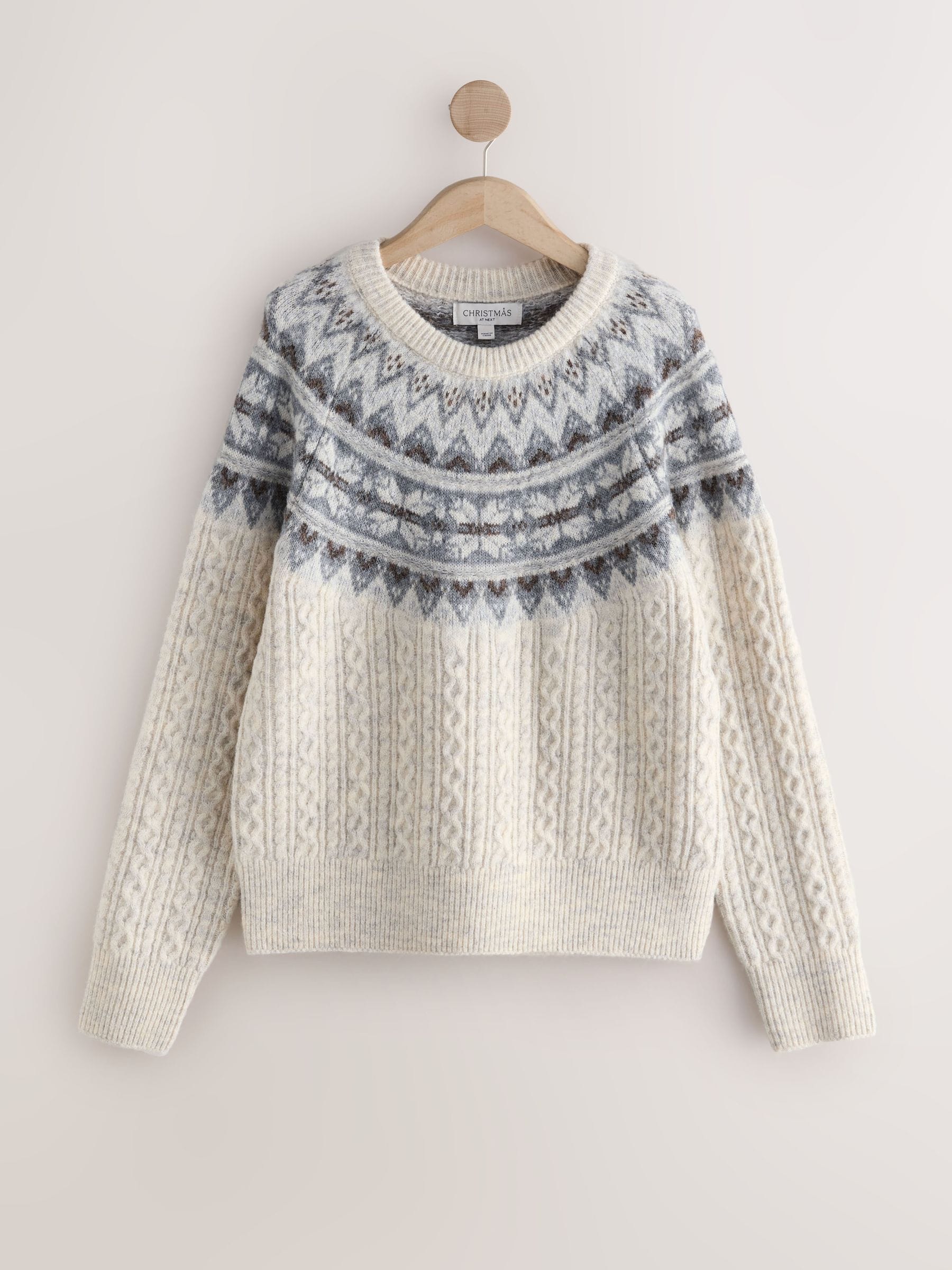 Ecru fairisle-motief  - Matching Family kersttrui