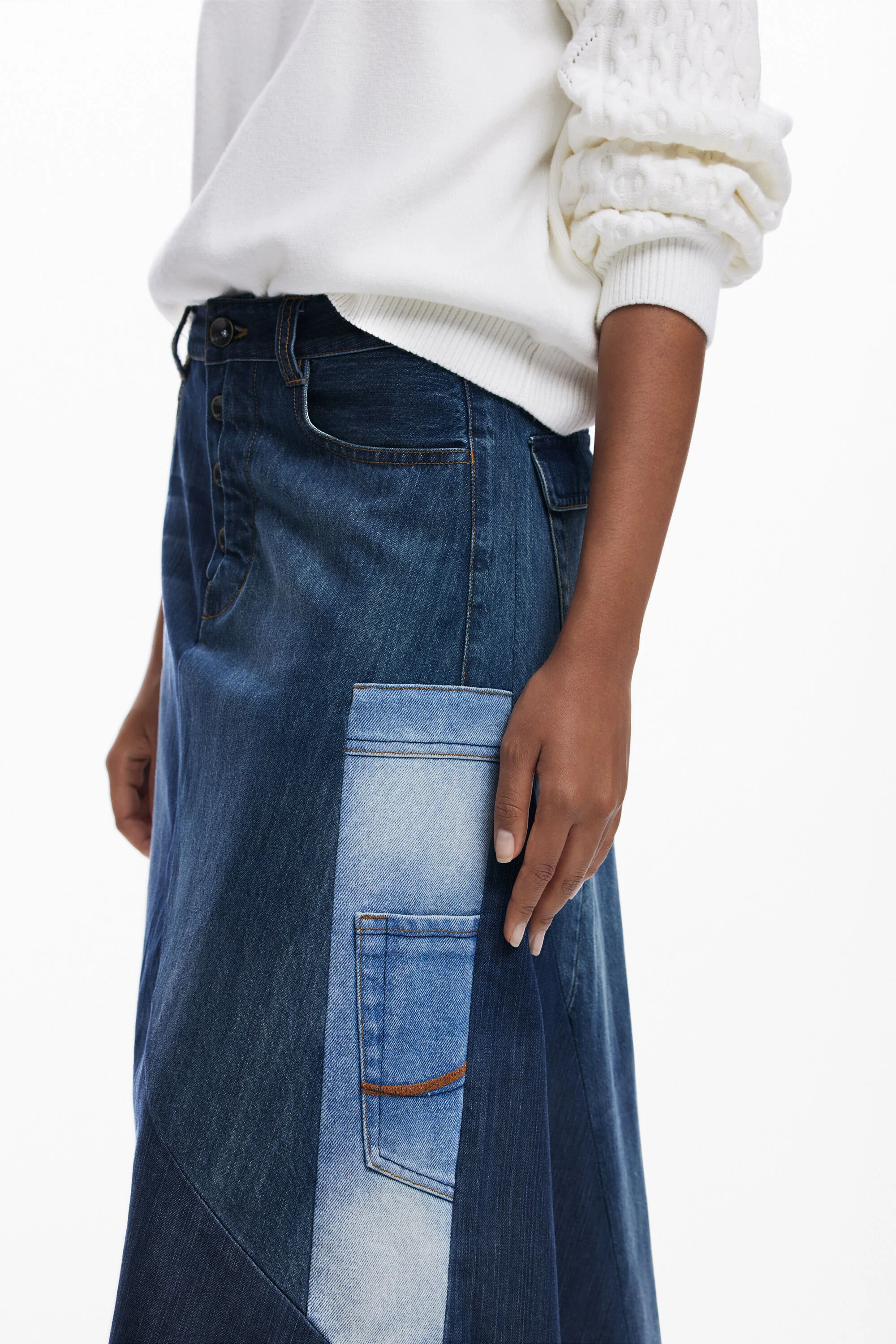 Falda denim patchwork