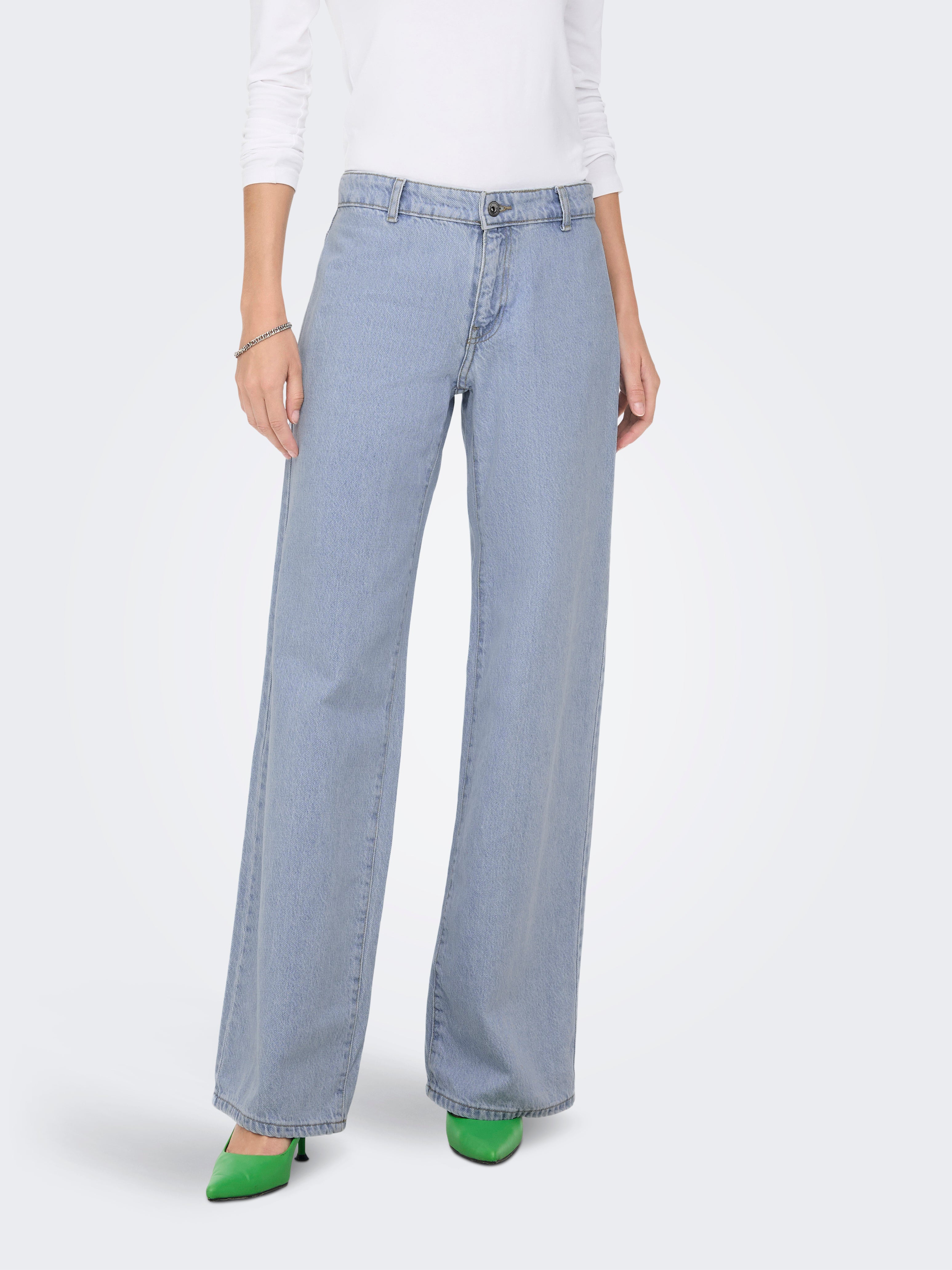 ONLKANE Niedrige Taille Weiter Beinschnitt Jeans Light Blue Denim