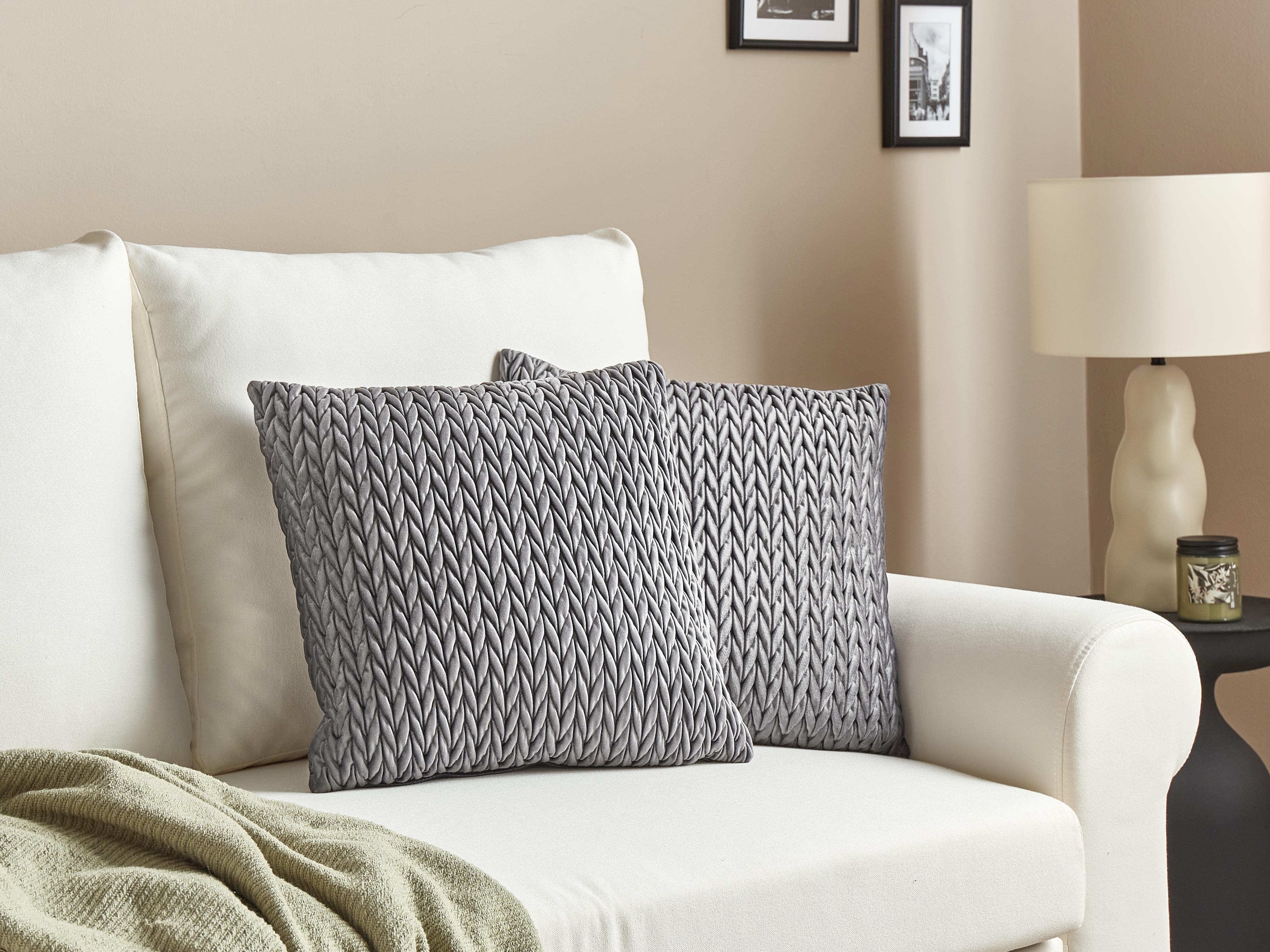 Set van 2 sierkussens ECLIPTA 45 x 45 cm Grijs effen
