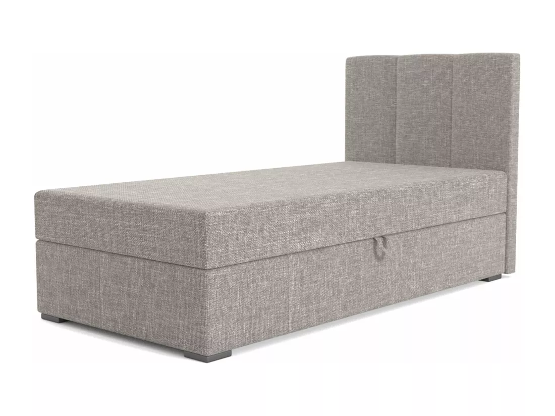 LIT BOXSPRING avec coffre de rangement Monaco Mini Basic côté droit, 90x200 cm, Lux 05 (Gris clair)