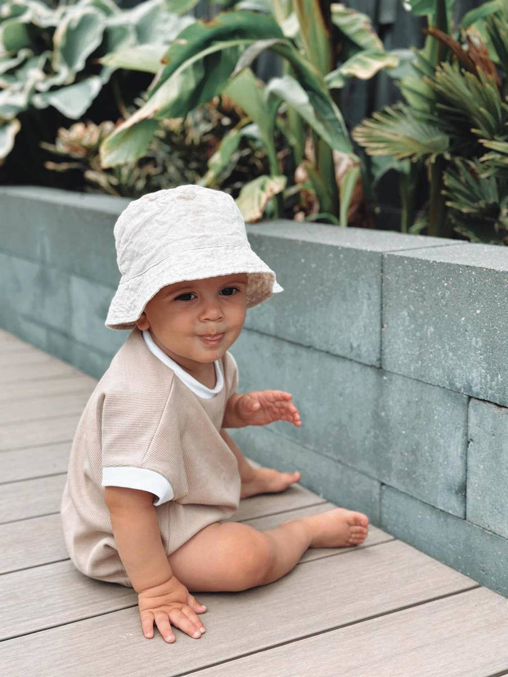 Babystyling romper met bies ecru/wit