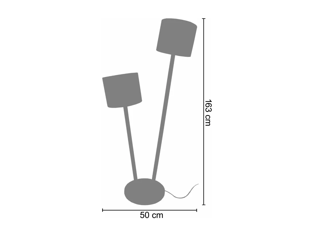 Lampadaire double cylindre bois naturel 160 cm.