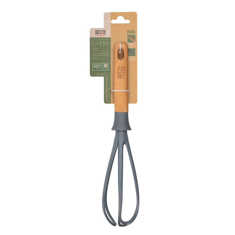 Subra Holz Hand Schwingbesen Rühr Schneebesen zum Kochen / Backen (94205) - Braun / Grau