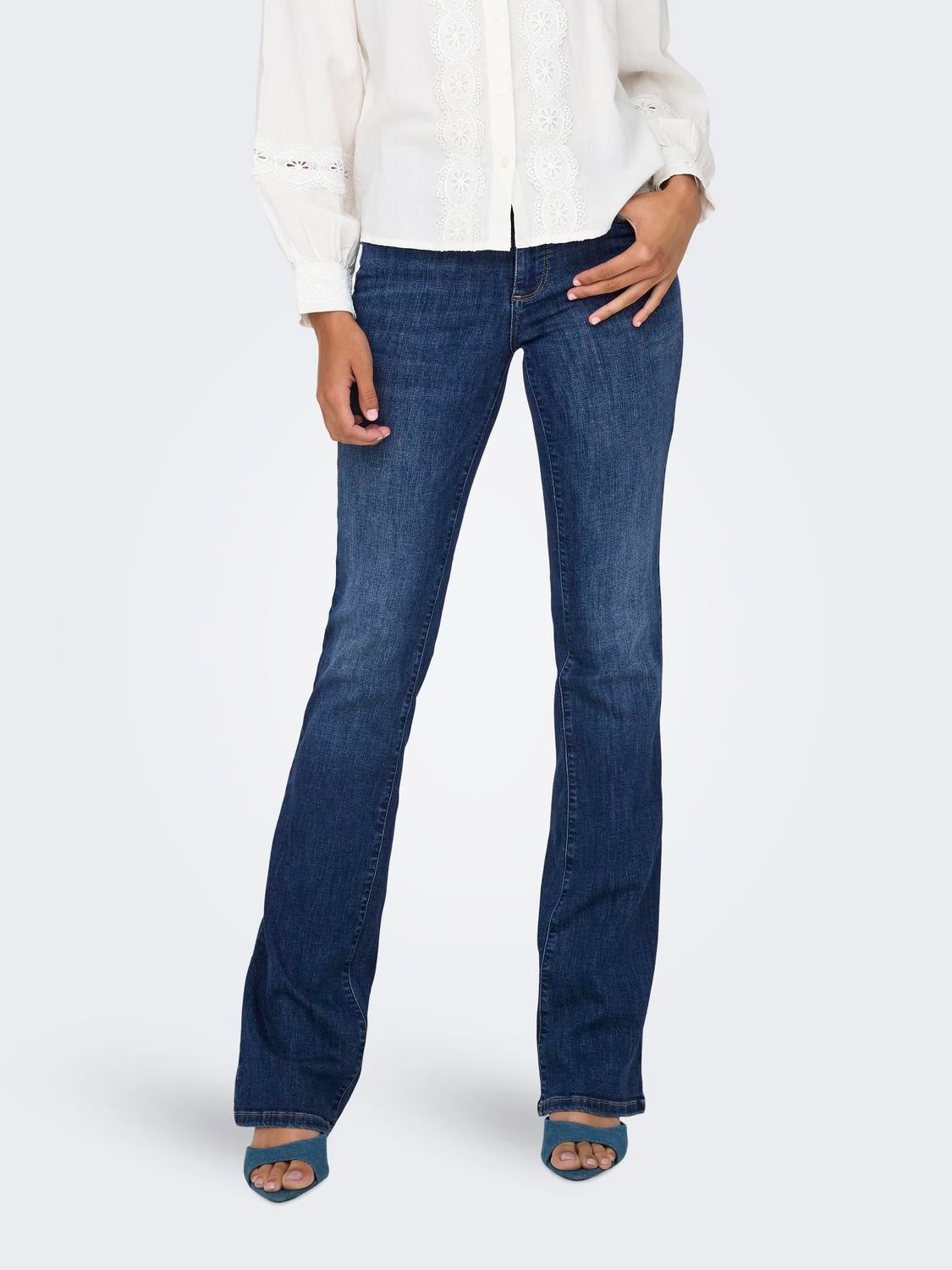 ONLANN Mittlere Taille Ausgestellt Jeans Dark Blue Denim