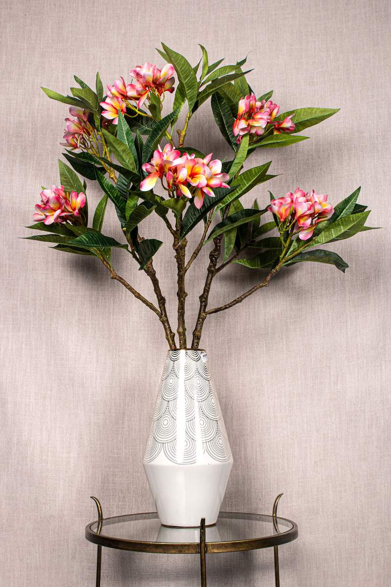 Ptmd branche artificielles plumeria - 72x25x110 cm - plastique - rose