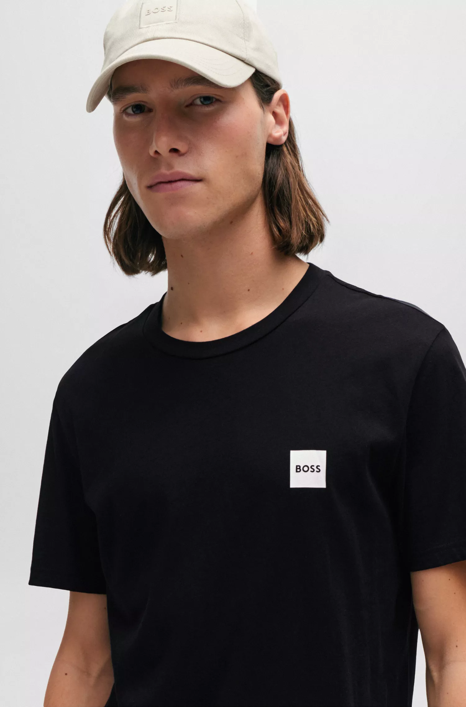 BOSS Laranja - Pacote com duas camisetas de algodão jersey com detalhes do logotipo