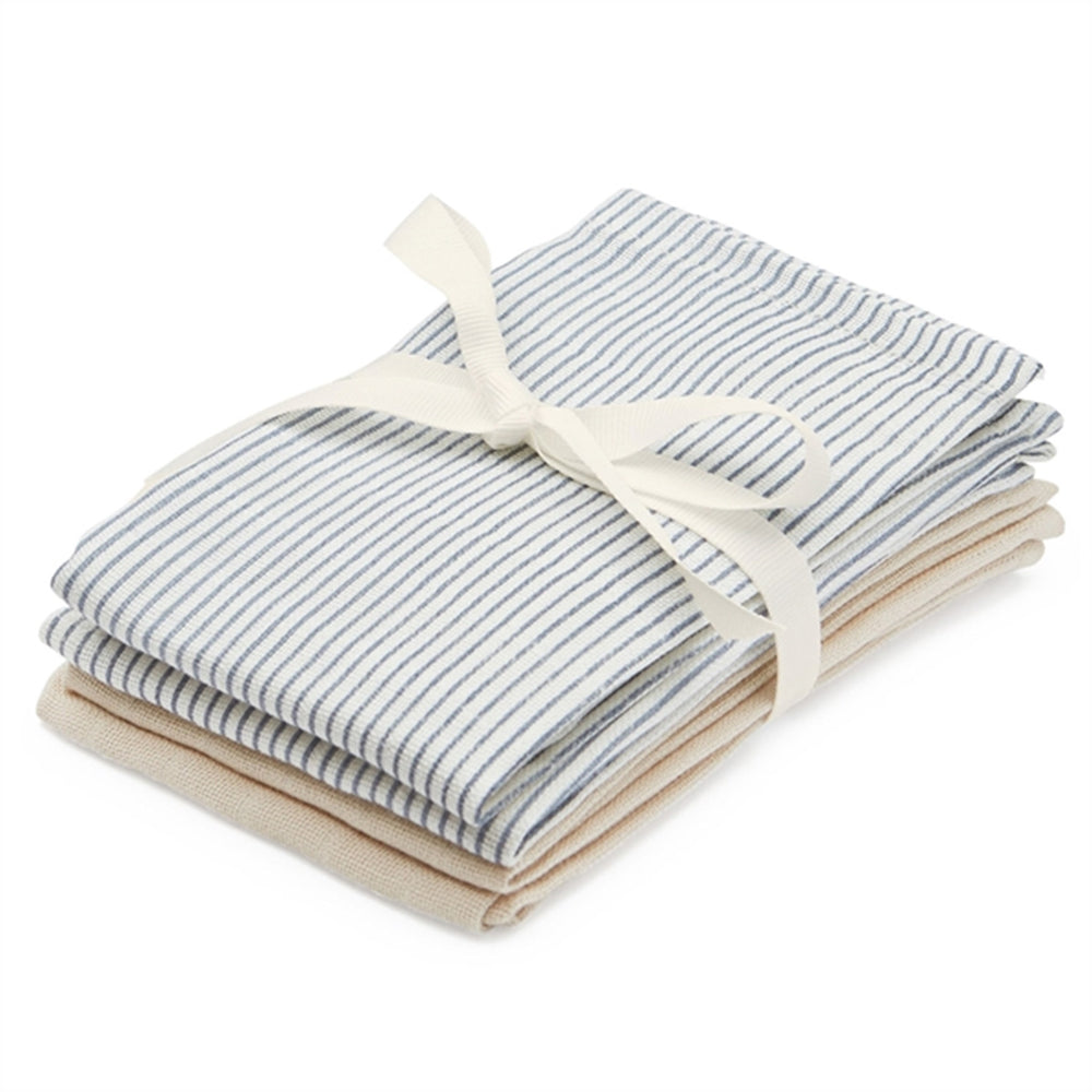Vaskeklude 4-pak Classic Stripes Blue, Praline