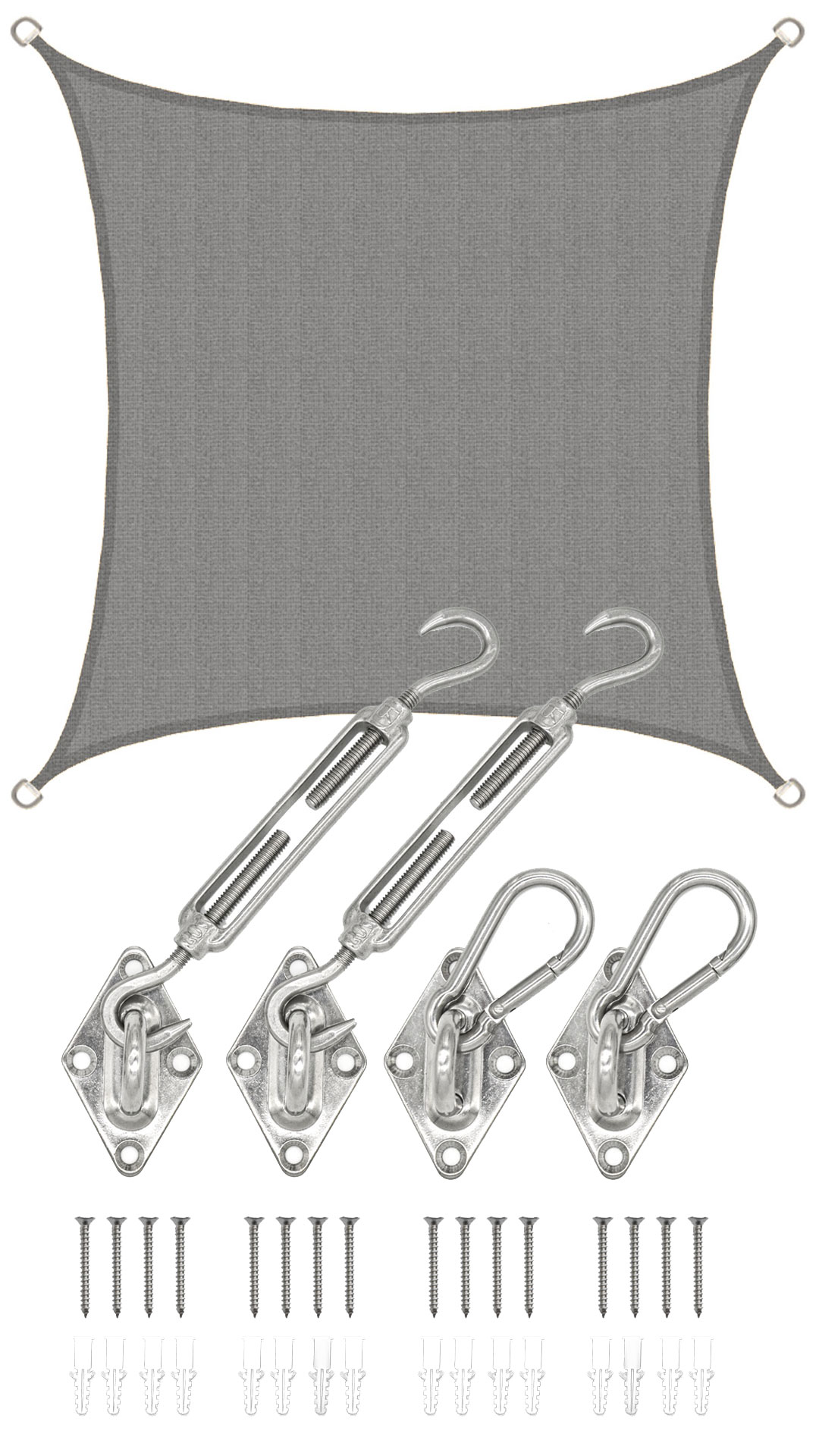 AMANKA 2 x 2 Luchtdoorlatend UV schaduwdoek - Grey
