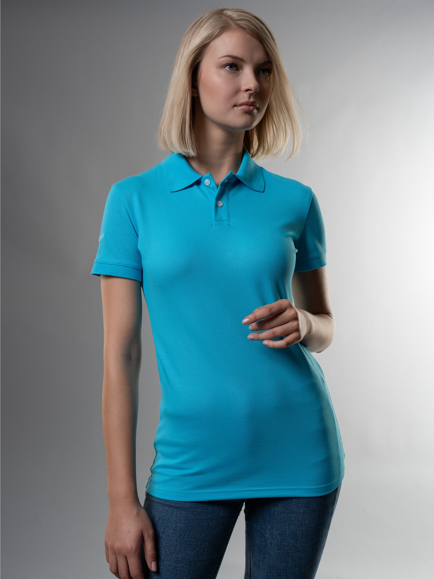 Poloshirt aus elast. Piqué Azur