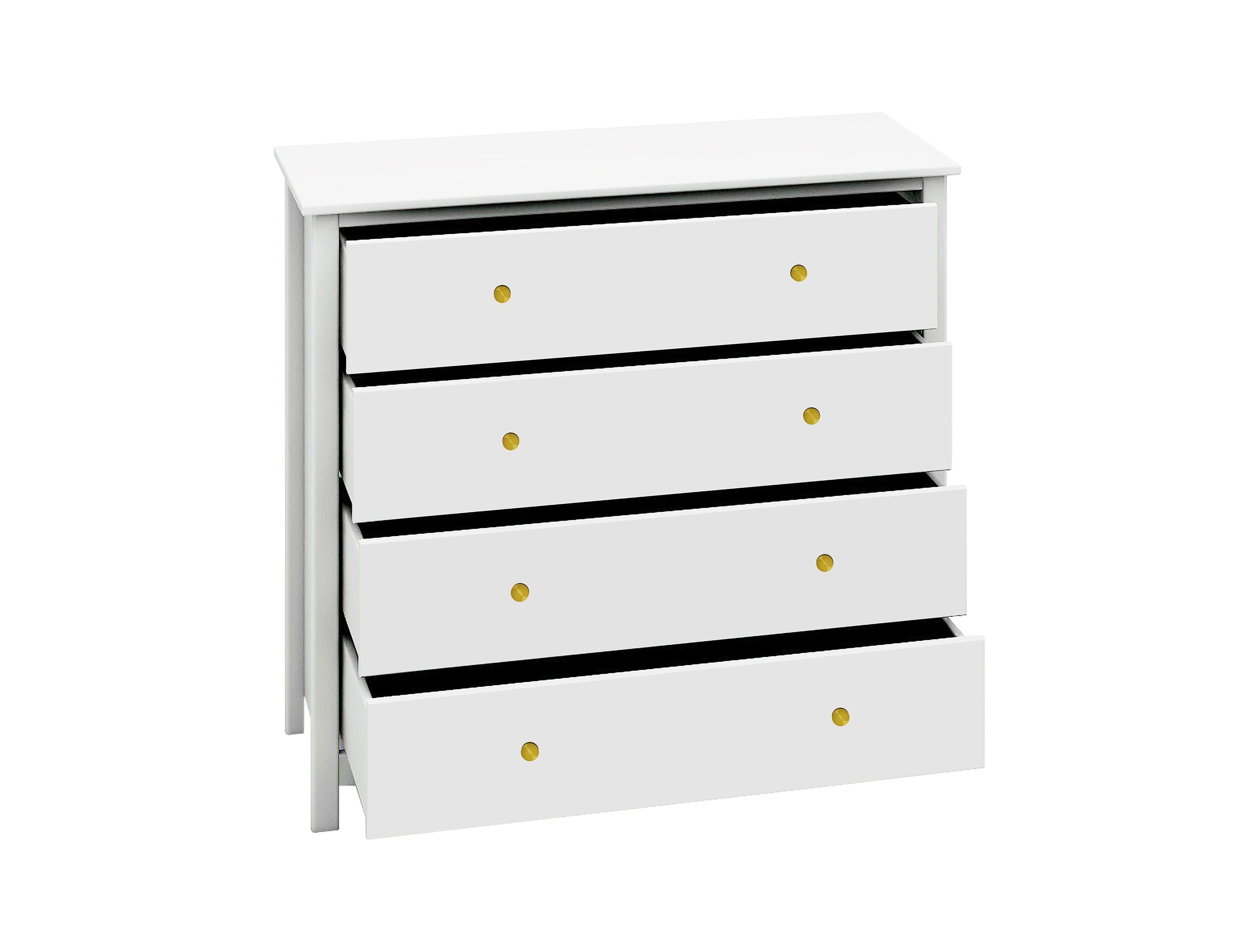 LUNA Kommode mit 4 Schubladen Weiss - Weiss / B: 101.0 cm x T: 40.0 cm x H: 92.2 cm