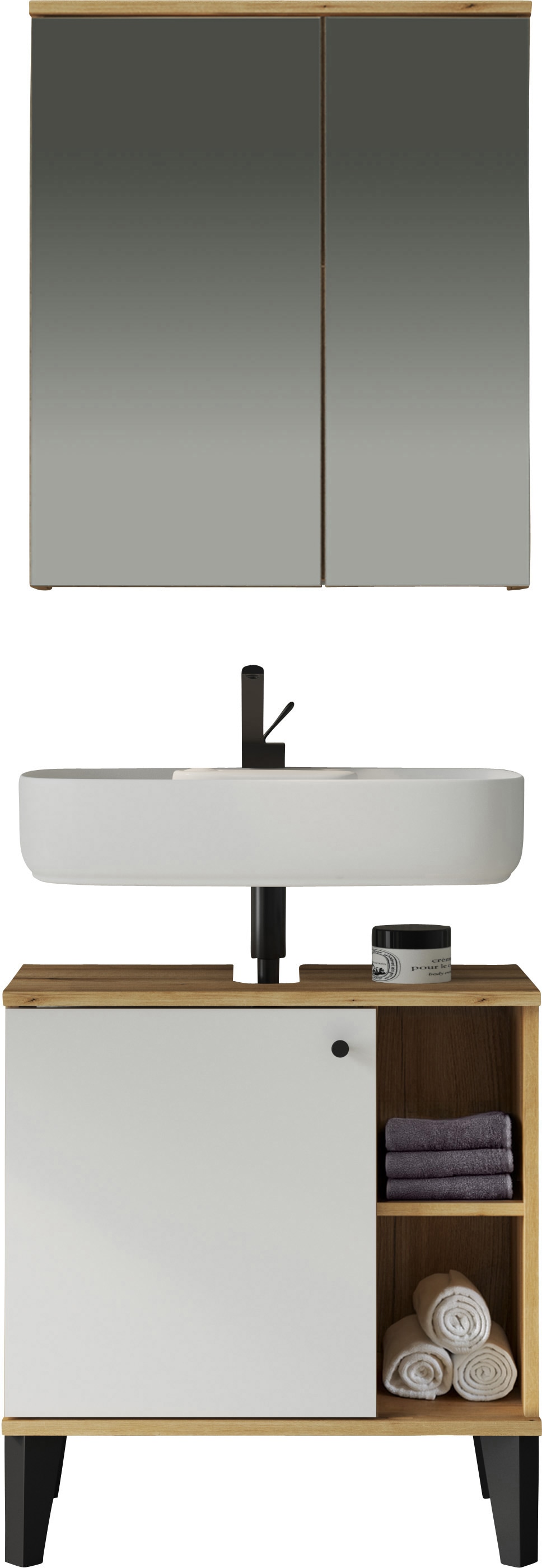 INOSIGN Badmöbel-Set »OSLO, Bad im skandinavischen Design, 2-teiliges Badezimmer« Set, 2 Stk. tlg.