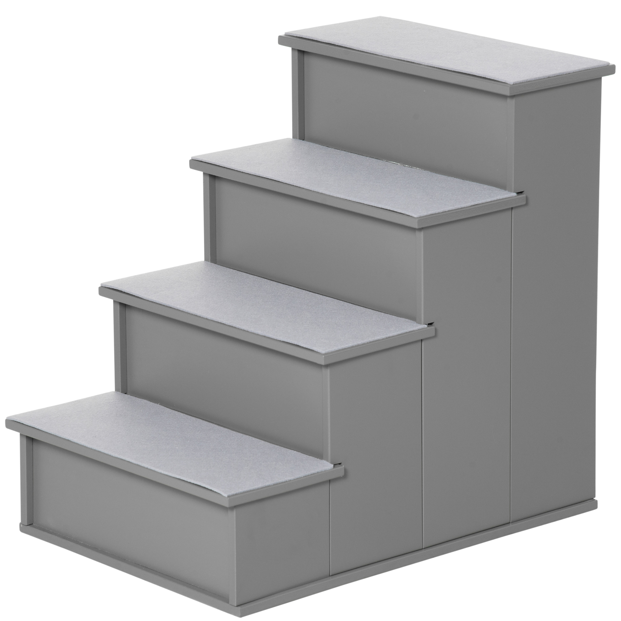 Escada para cães e gatos PawHut com 4 degraus, acolchoamento removível, capacidade de carga de 30 kg, para cama ou sofá, 40 x 59 x 54,2 cm, cinza.