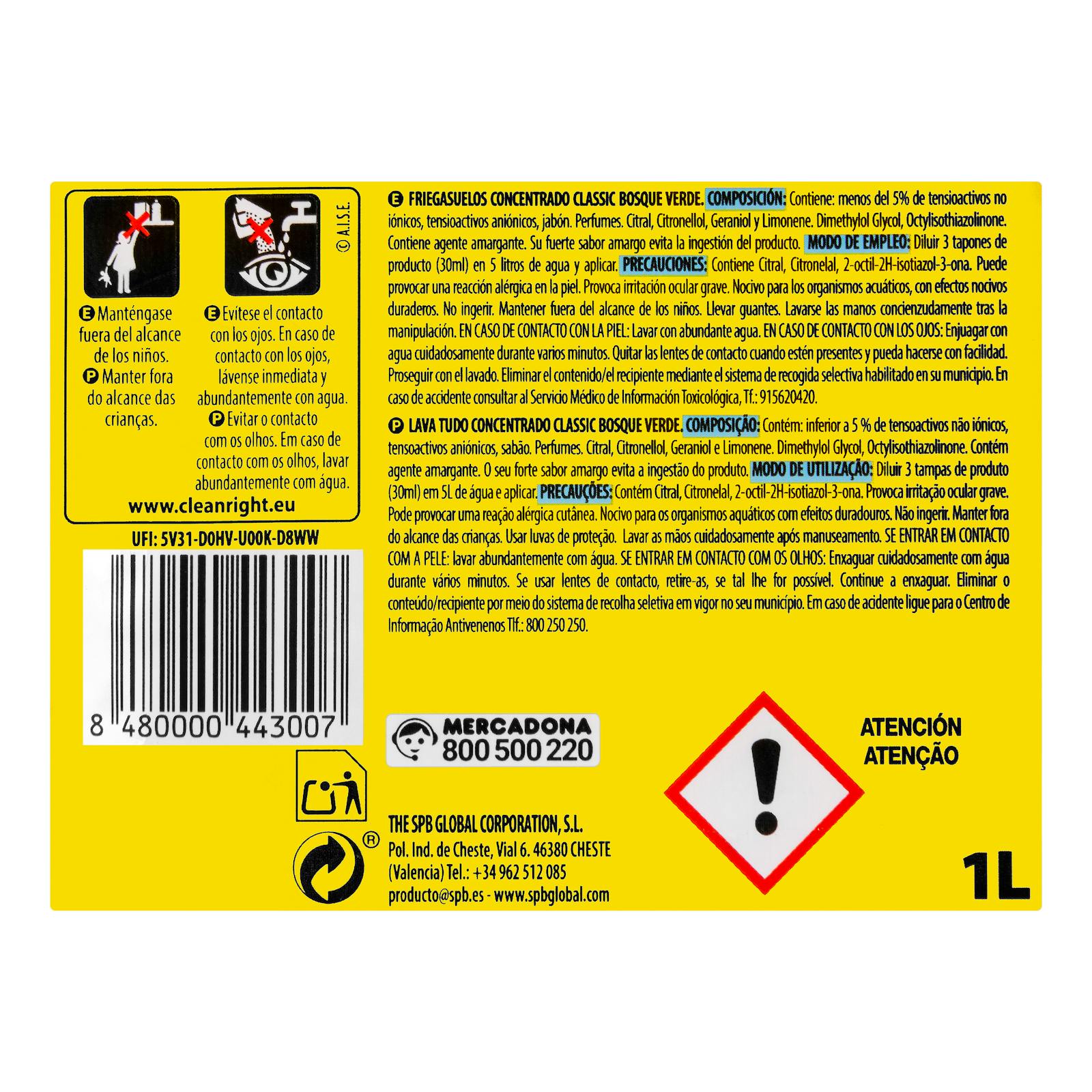 Nettoyant sol concentré classique Bosque Verde