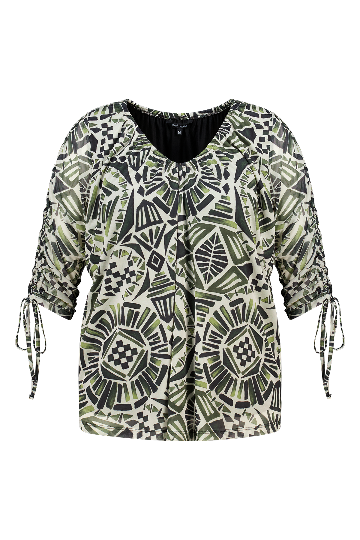 Blouse met print en drawstring mouwen Multi Green