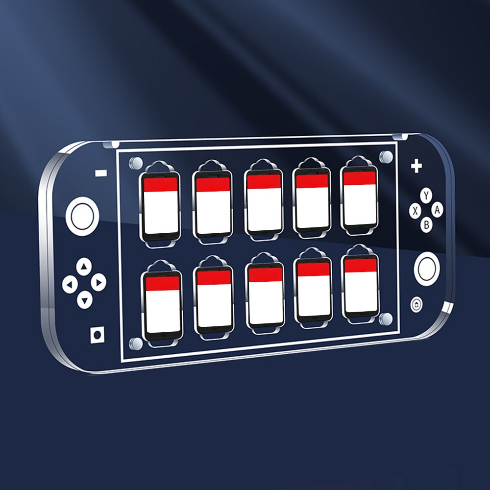 Acryl Staubschutz Box zum Verstauen und Ausstellen für Nintendo Switch Spielkarten mit RGB LED Beleuchtung - Transparent
