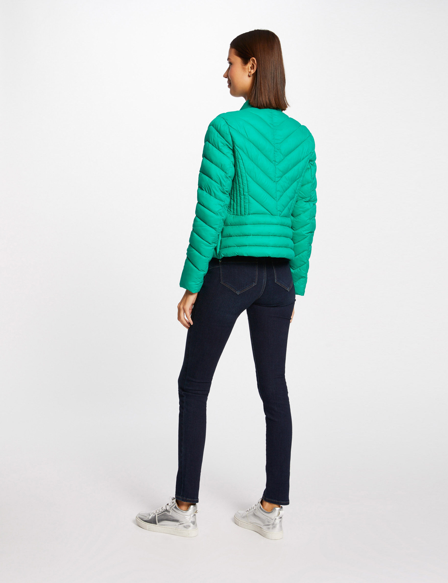 Doudoune droite zippée vert moyen femme - vert_moyen