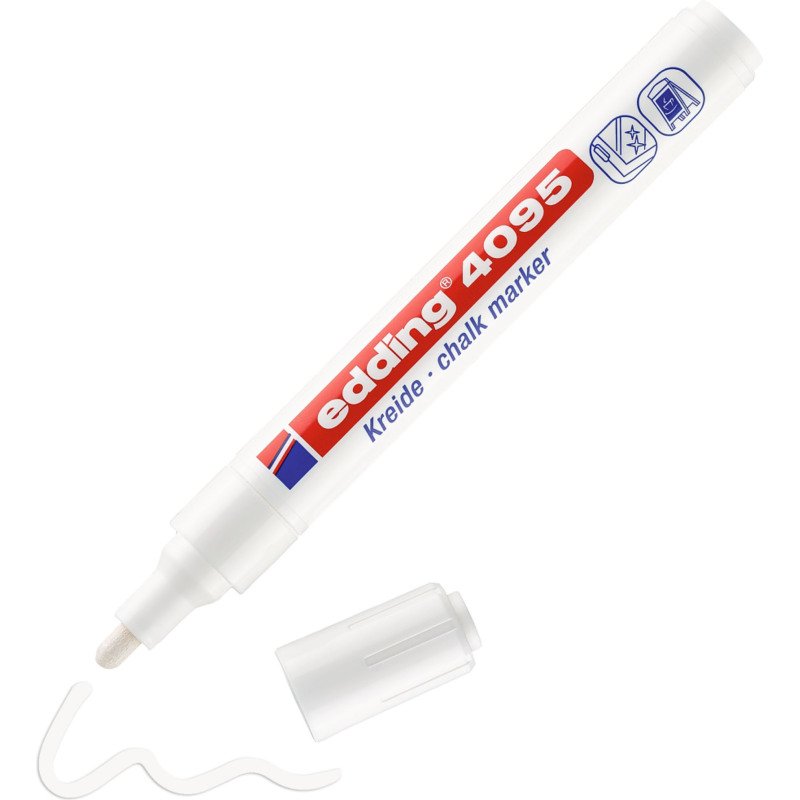 Marqueur effaçable craie Edding E4095 pointe ogive moyenne de 2 à 3 mm blanc
