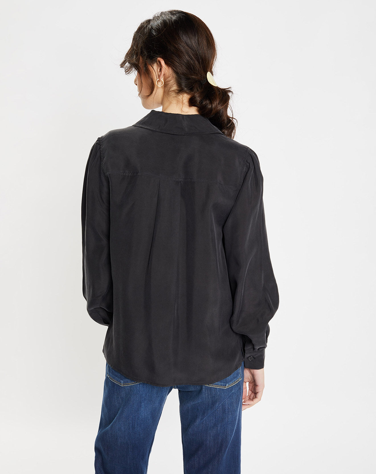Jodhpur Chemise 100% Soie Panos noire