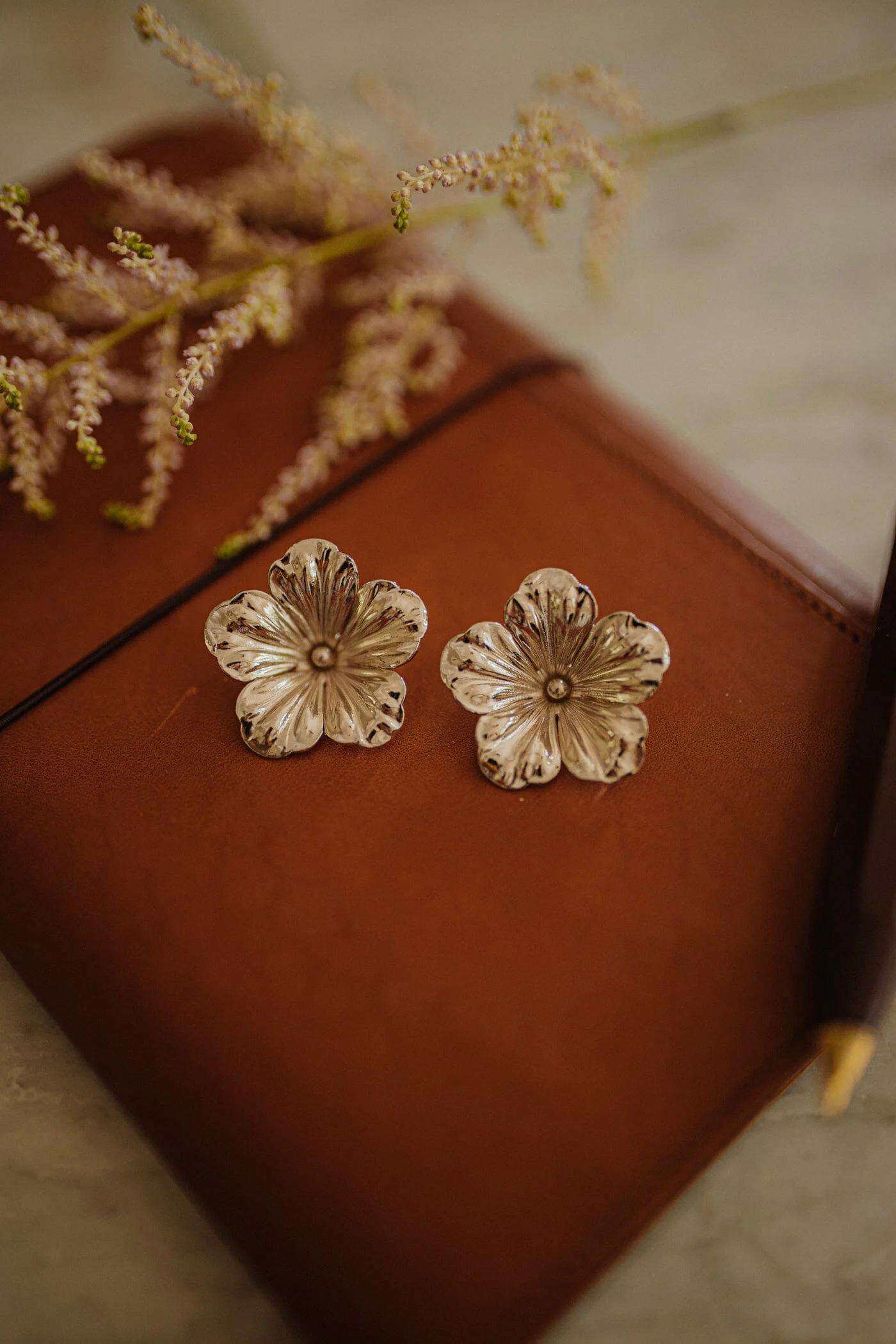 GAÏA - Maxi boucles d'oreilles puces fleurs plaqué argent | Argent